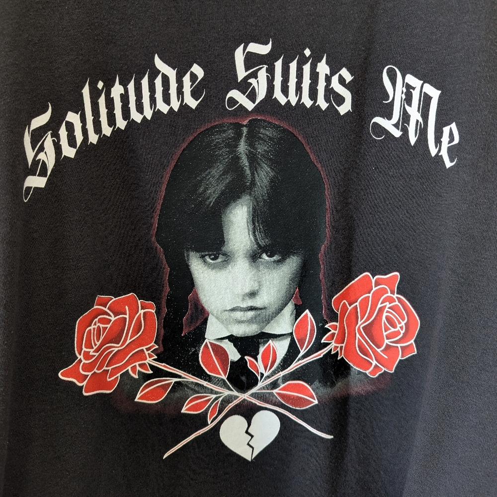 Torrid Wednesday Addams Solitude Suits Me Pullover Sweatshirt - Picture 2 of 3